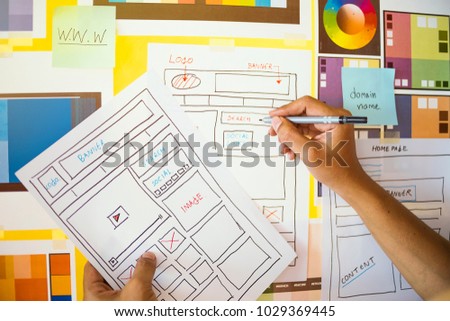 Web designer drawing develop planning  Creativity Editor Ideas layout Template content