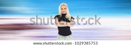 Full length portrait of a beautiful casual blond over white background