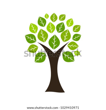 Spring tree with leaves icon. Vector illustration