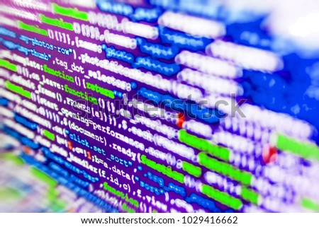 Coding cyberspace concept. Website design. Future technology creation process. Abstract technology background. Javascript code in bracket software. Writing programming code on laptop. 