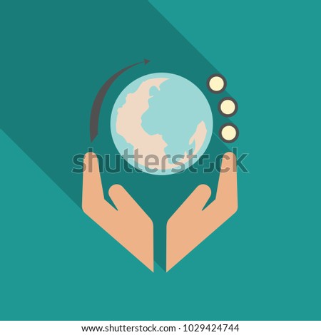 hands holding globe earth web icon. save earth concept vector illustration