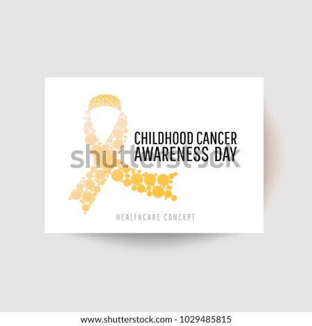 Banner for childhood cancer awareness day with realistic yellow circle ribbon, vector illustration