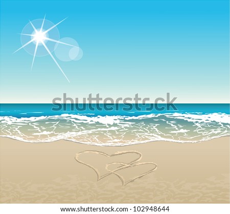 Vector tropical beach with much copy space