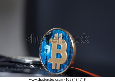 Blue bitcoin virtual coin 
