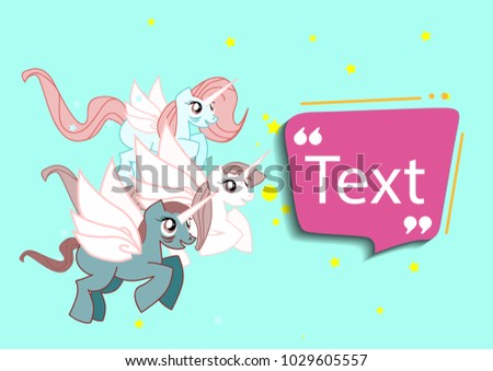 unicorn with bubble text for comic or birthday greeting card