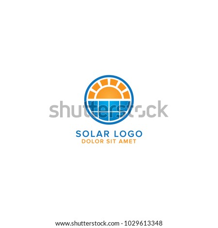Modern Solar Energy Logo Design Vector Royalty-Free Stock Photo #1029613348