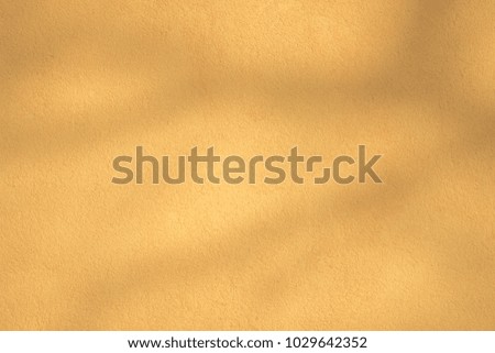 Background yellow wall texture with shadows from tree and space for copy or space