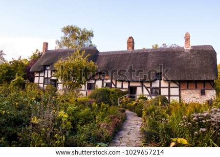 Historic Landmark of Anne Hathaway's Cottage and Gardens in England Royalty-Free Stock Photo #1029657214