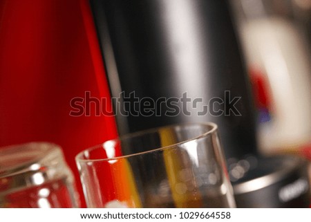 Water glass and coffee maker scene.