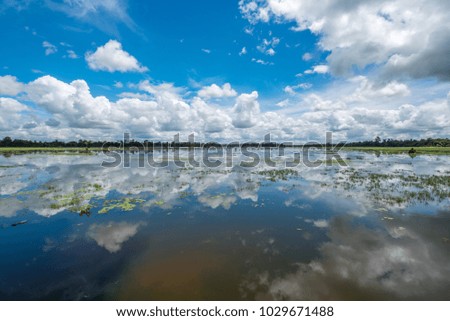 Fantastic blue sky reflect to water in a big lake