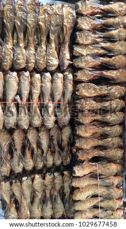Dried Fish ,Local food of Thailand At Market.