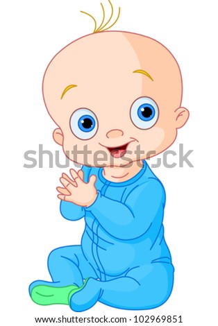 Illustration of Cute baby boy clapping hands