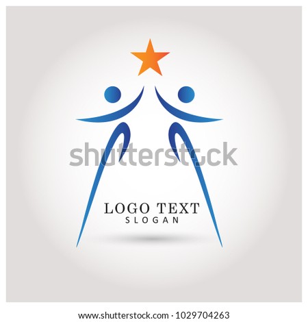 Reaching Star and Success Logo. Symbol and Icon Vector Template