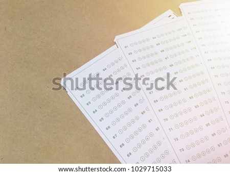 Used paper, numerical test, business education . light image