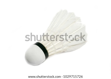 Badminton white shuttlecock on a white background.