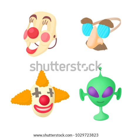 Clown mask icon set. Cartoon set of clown mask vector icons for web design isolated on white background