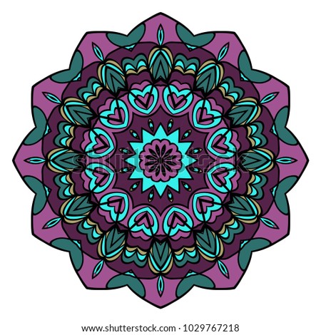 Abstract Flower design Mandala. Decorative round elements. Oriental pattern, vector illustration.Coloring book page