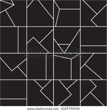 Abstract geometric seamless pattern. Modern black & white background design. Template for prints, wallpaper, wrapping paper, fabrics, covers, flyers, banners, posters and placards. Vector illustration