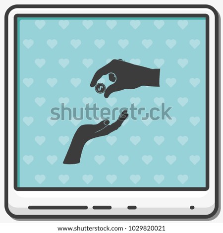 Two hands giving a money flat vector icon.