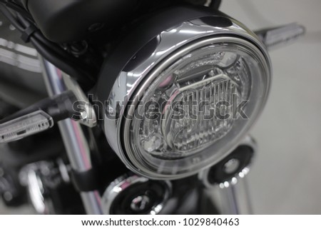 Motorcycle headlight.selective focus.