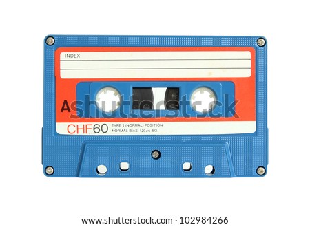 cassette tape isolated on white with clipping path Royalty-Free Stock Photo #102984266