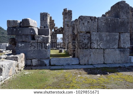 Ancient ruins of the ancient city of Kaunos.Dalyan.Turkey