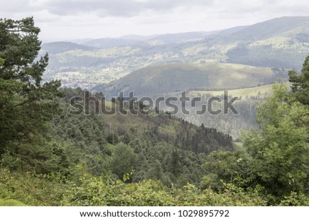 Valles Pasiegos Cantabria landscape wiht green field Spain