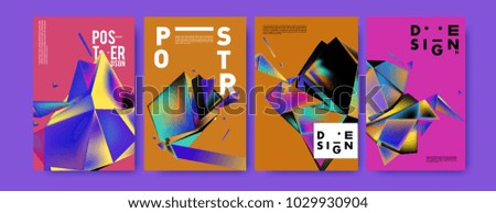 Abstract colorful geometric background for poster design. Blue, yellow, red, orange, pink and green. Vector banner poster template in Eps10.