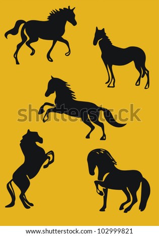Vector set of black horses