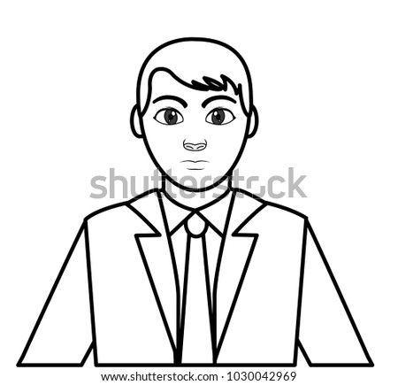 line avatar elegant man with shirt and hairstyle