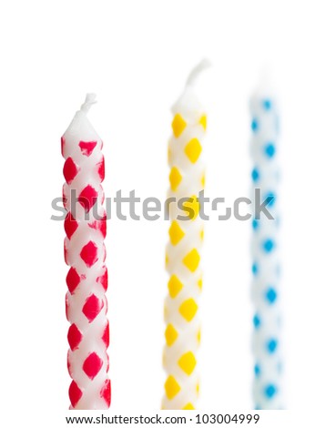 Macro view of three birthdays candles