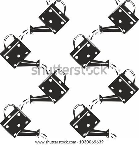 vector monochrome background with watering cans