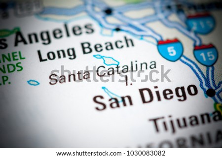 Santa Catalina Island. USA on a map.