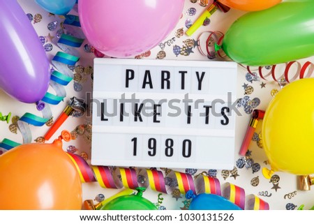 Party celebration background with party message on a lightbox