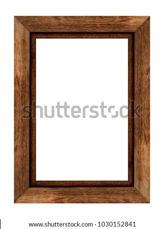 Brown wood frame isolated on white background. Object with clipping path