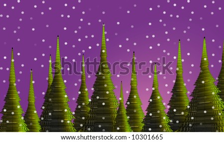 Christmas tree or Nature Illustration of early evening lite snow fall