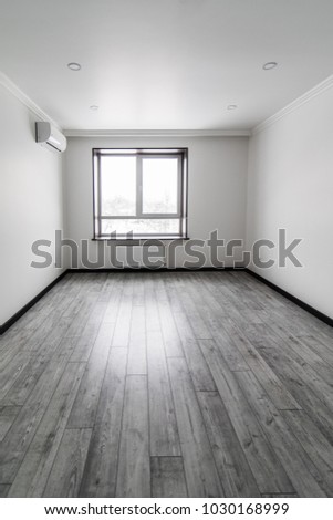 high definition empty white room with window and floor of new house.