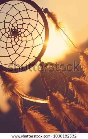 Dreamcatcher sunset , boho chic, ethnic amulet,symbol