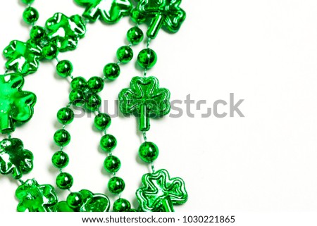 St Patrick's day background with green shamrock clover leaf decorations