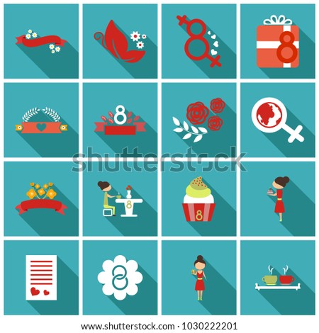 vector illustration set of badges labels on the topic 8 March International Women's Day