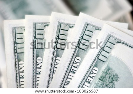 One Hundred American Dollar Bills.  Concept photo of money, banking ,currency and foreign exchange rates.  