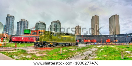 Old diesel locomotive in Roundhouse Park - Toronto, Canada
