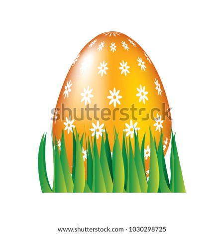 sweet cute decorative easter egg on grass