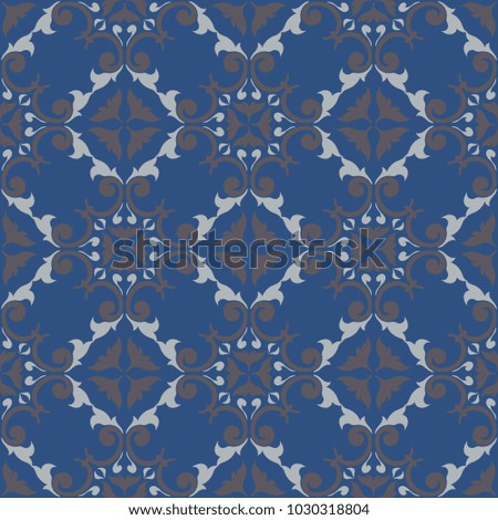 Seamless floral pattern. Dark blue background with flower designs for wallpapers, textile and fabrics