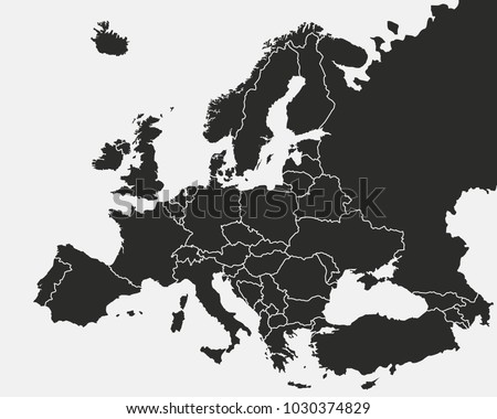 Europe map isolated on a white background. Europe background. Map of Europe. Vector illustration Royalty-Free Stock Photo #1030374829