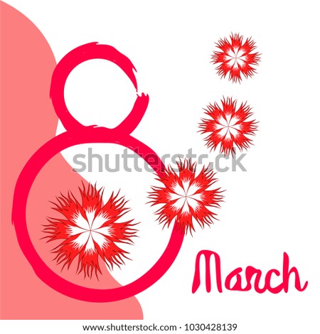 Greeting card for March 8. International Women's Day. Flowers, abstraction, vector illustration.