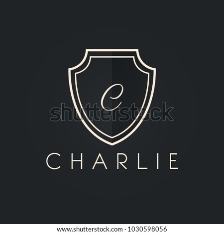 Premium monogram letter C initials ornate signature logotype. Elegant crest logo icon vector design. Luxury shield sign Logo template