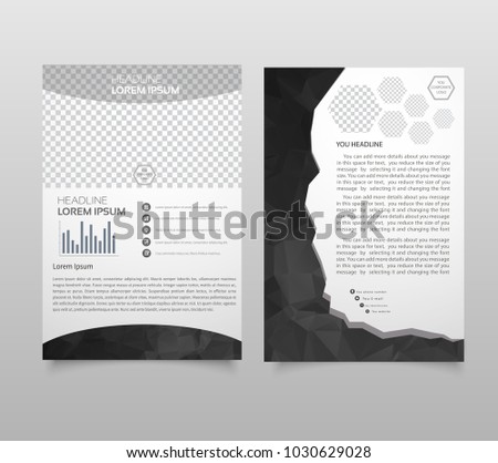 Brochure template layout, cover design annual report, magazine, flyer, leaflet booklet in A4 with turquoise colorful triangles texture and polygonal background. Vector Illustration.