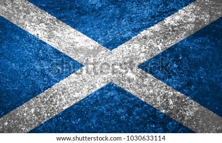 Texture of the flag of Scotland on a marble tile.