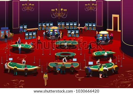 A vector illustration of People Gambling in Casino